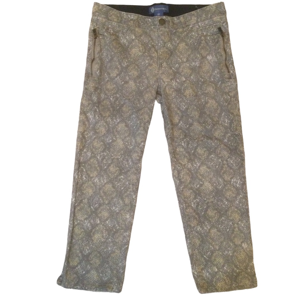 Democracy “AB” Solution Snakeskin Print Cropped Pants Size 10